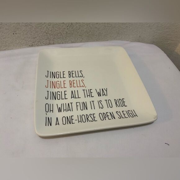 Creative Co-Op Jingle bells Stoneware plate - Picture 1 of 8